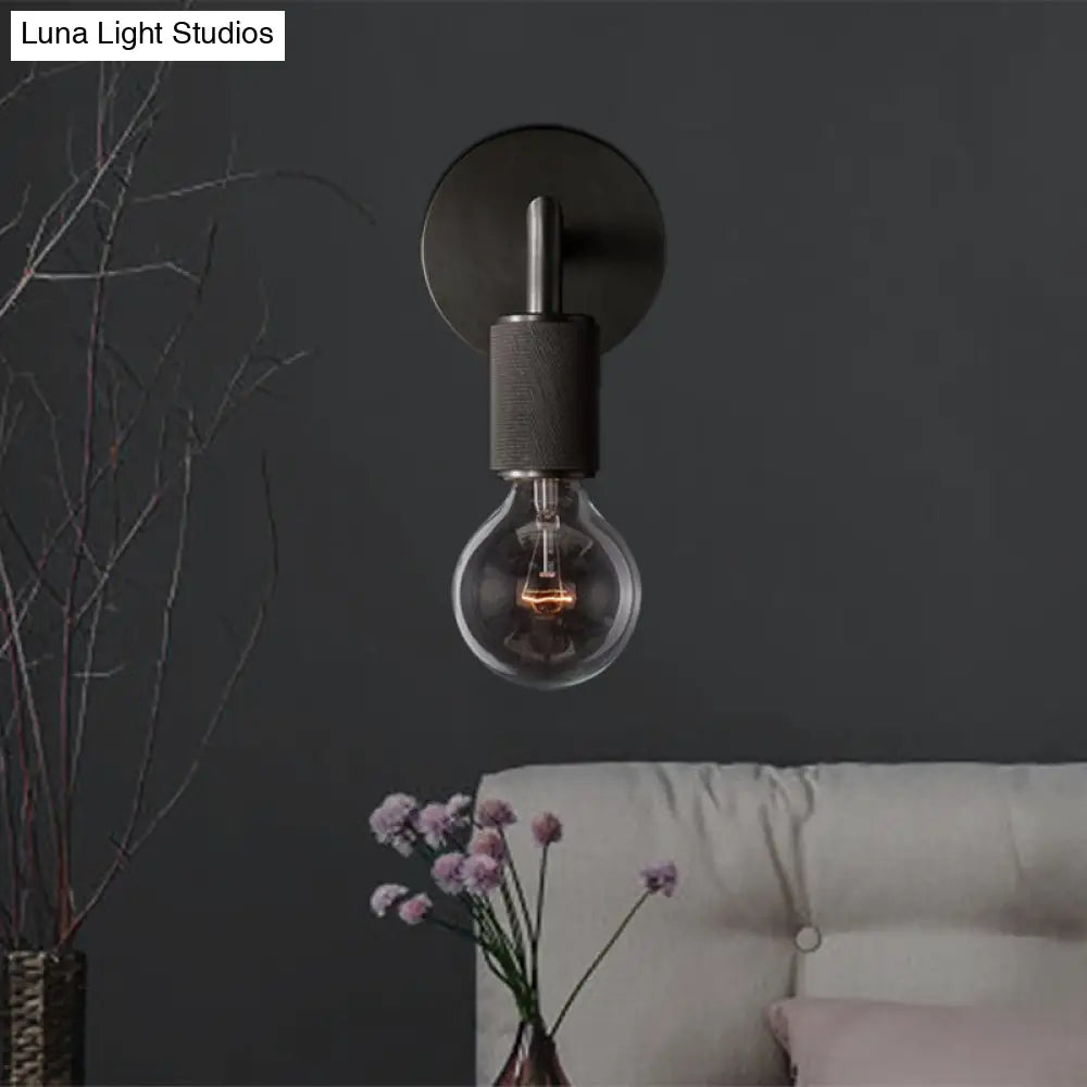 Minimalist Bare Bulb Metal Wall Lighting - 1/2-Light Indoor Sconce Lamp Black/Brass/Chrome Square