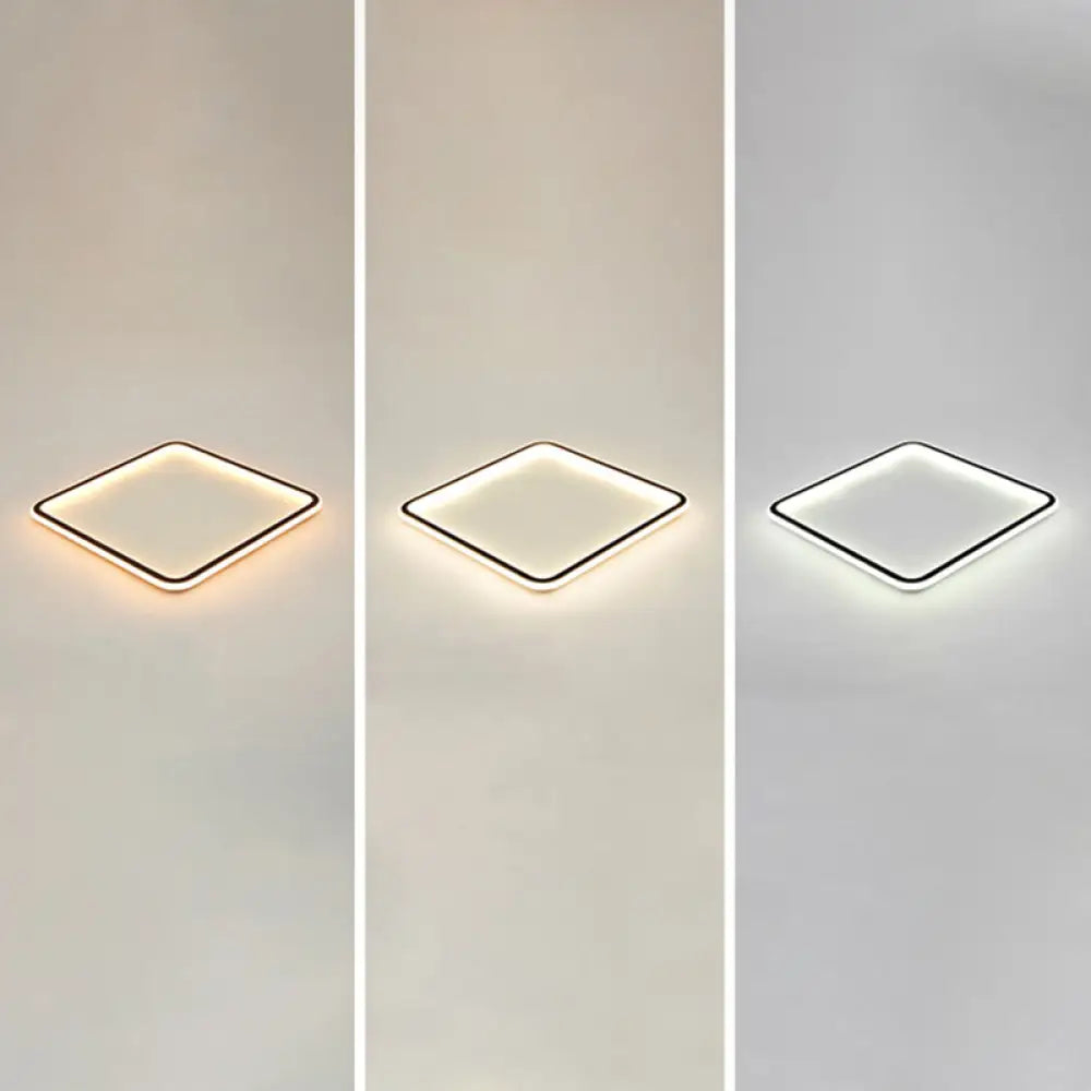 Minimalist Black Metal Flush Mount Ceiling Lamp With Square Ultrathin Led - Perfect For Bedrooms /