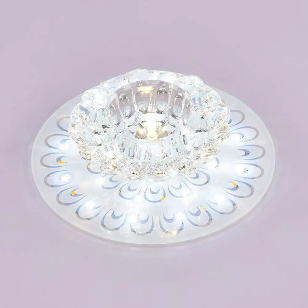Minimalist Crystal Floral Led Flush Mount For Corridor Lighting Clear / White