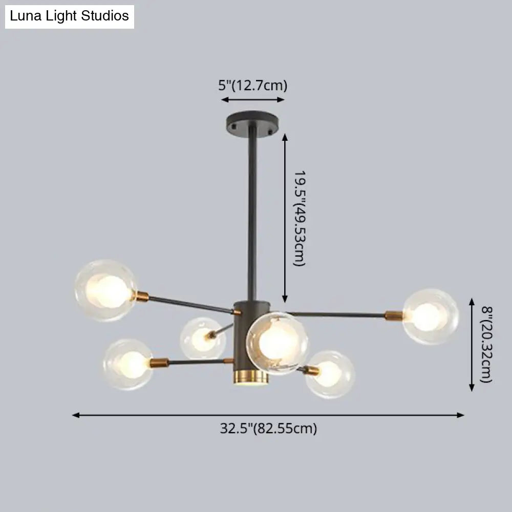 Minimalist Glass Chandelier With Clear Ball Shade - Modern Style Pendant Light For Living Room