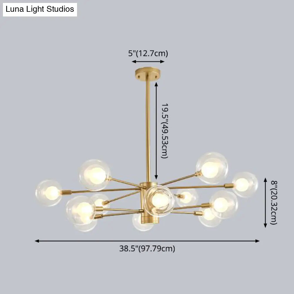 Minimalist Glass Chandelier With Clear Ball Shade - Modern Style Pendant Light For Living Room