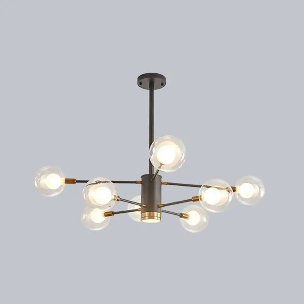 Minimalist Glass Chandelier With Clear Ball Shade - Modern Style Pendant Light For Living Room 8 /