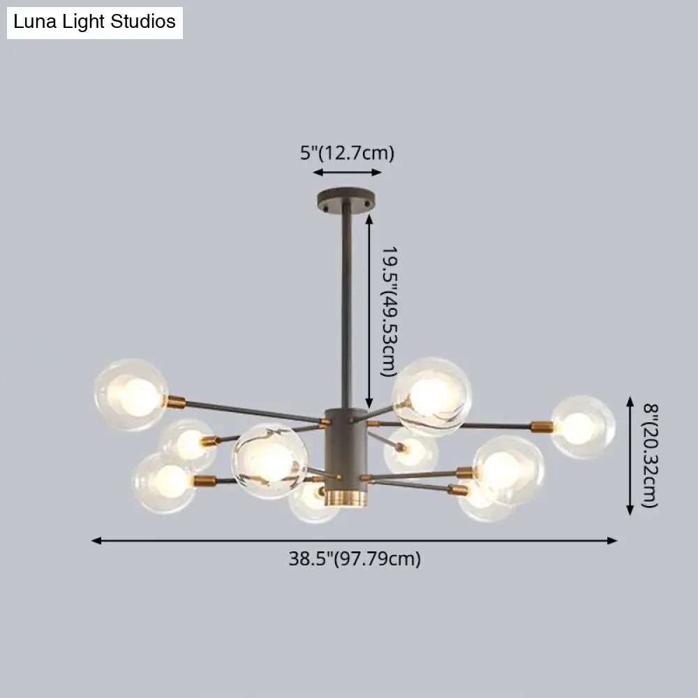 Minimalist Glass Chandelier With Clear Ball Shade - Modern Style Pendant Light For Living Room