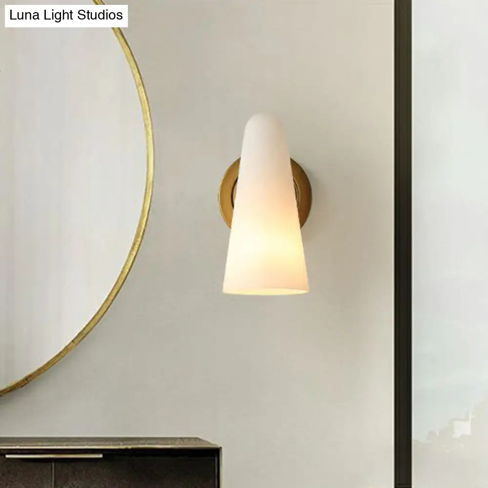 Minimalist Gold Wall Sconce Light For Living Room With Frosted Glass Shade