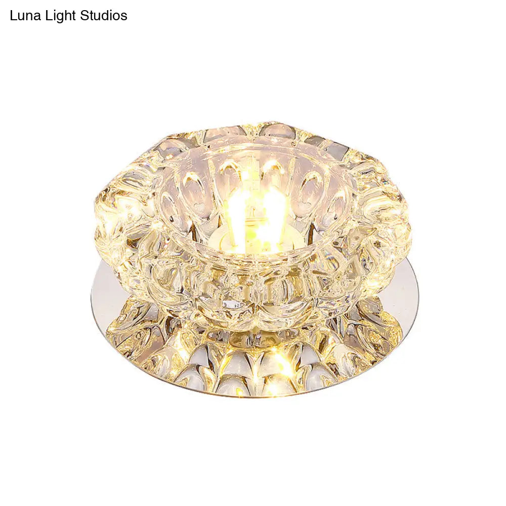 Minimalist Led Crystal Flush Mount Ceiling Lamp For Flower - Inspired Corridors