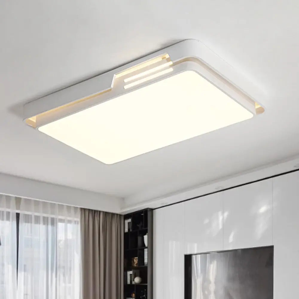 Minimalist Led Flush Mount Lamp With White/Warm Light And Sleek Metal Design White / Warm