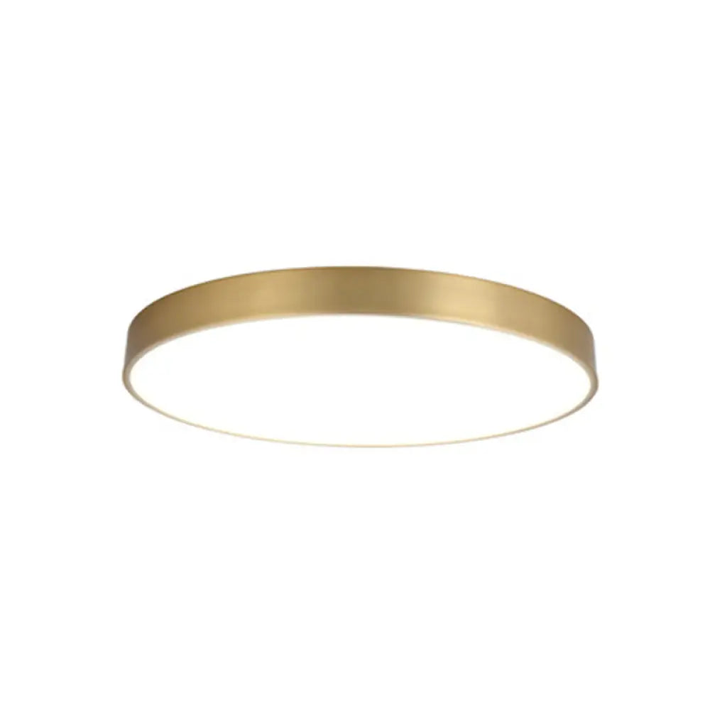 Minimalist Metal Flush Mount Ceiling Light For Bedroom Gold / 12