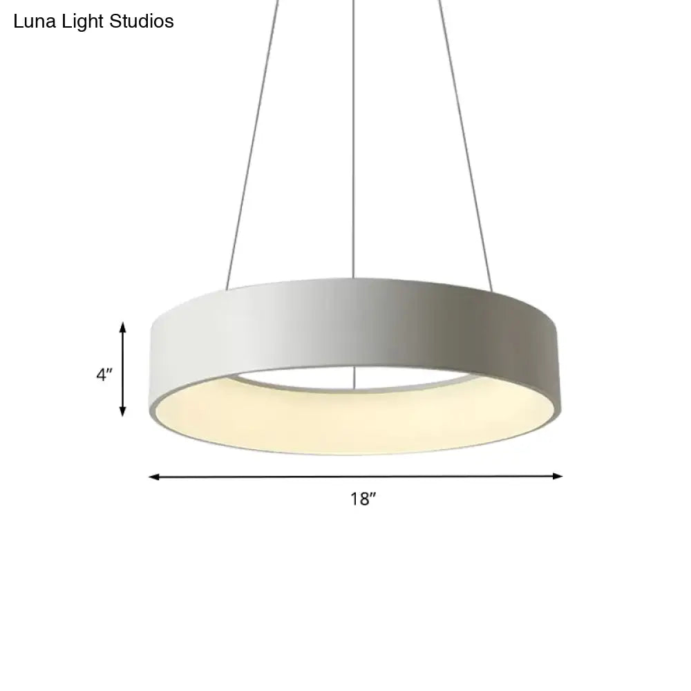 Minimalist Metal Ring Integrated Led Pendant Light - 3 Size & Color Options For Dining Room