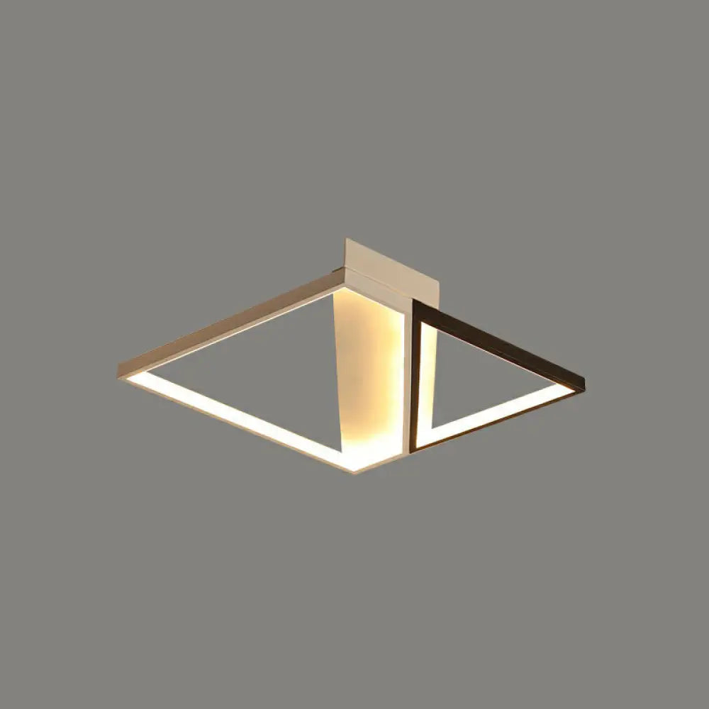 Minimalistic Black And White Led Flushmount Ceiling Light For Bedroom / 16.5’ Remote Control
