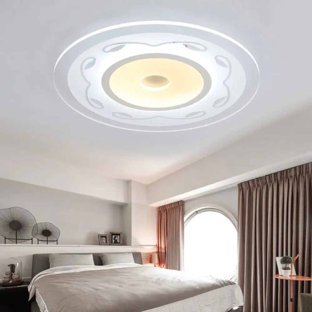 Modern Acrylic Flower Shape Ceiling Lamp In White - Perfect For Child’s Bedroom / 16.5’ Warm