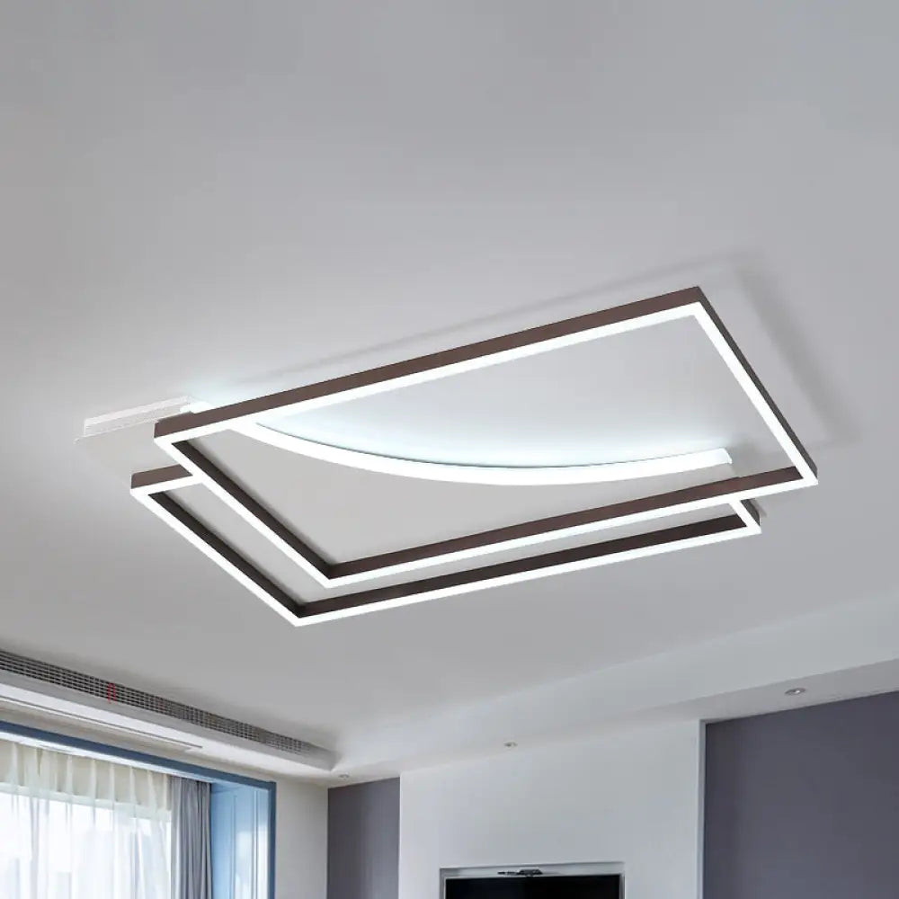 Modern Acrylic Led Ceiling Light In Coffee Brown Flush Mount Lamp With Overlapping Design