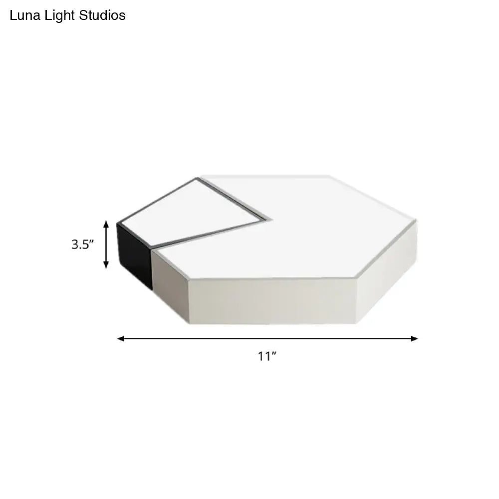 Modern Black And White Hexagon Ceiling Light Acrylic Shade Mount Fixture 11’/15’/19’ Dia -
