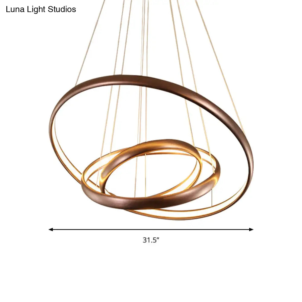 Modern Black Brown Gold Orbit Led Ceiling Light: 1/2/3-Light Acrylic Chandelier In Warm White