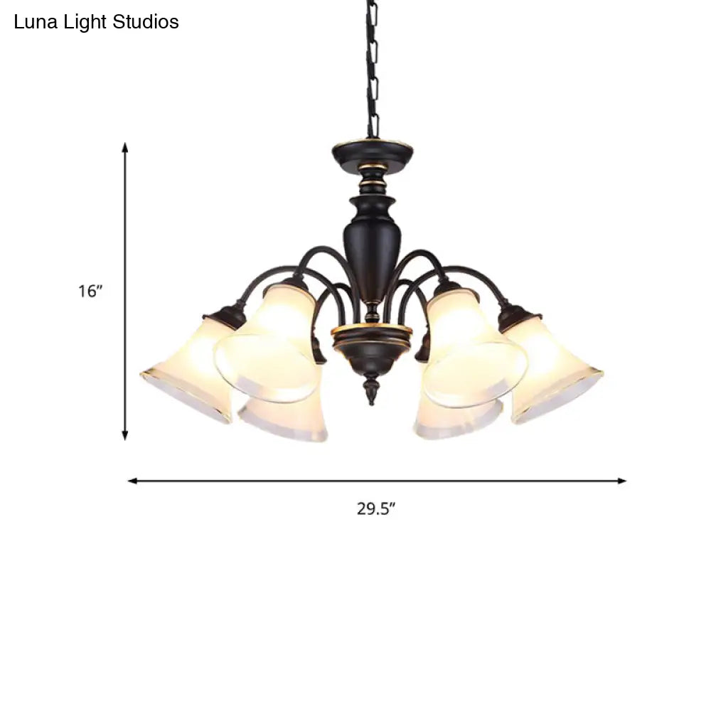 Modern Black Glass Pendant Chandelier With Multiple Light Options For Living Room