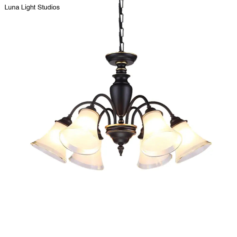 Modern Black Glass Pendant Chandelier With Multiple Light Options For Living Room