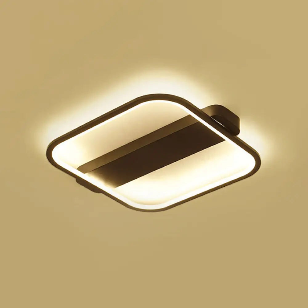 Modern Black Led Ceiling Fixture - 16.5/20.5 Minimalist Square Style Acrylic Flush Mount Lamp With 3