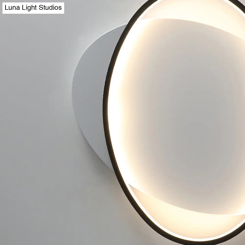Modern Black Oval Led Flush Mount Ceiling Lamp - 16’/19.5’ Wide In Warm/White Light