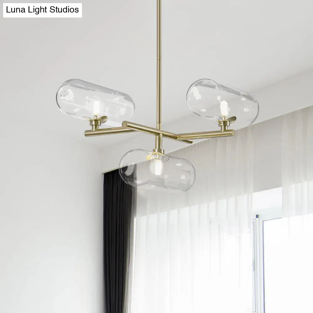 Modern Brass Pendant Chandelier with Clear Glass Shades - Ideal for Dining Rooms Clear