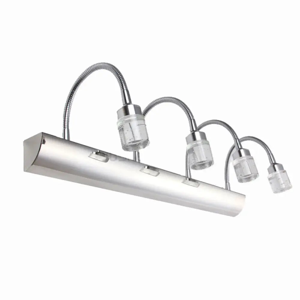 Modern Chrome Swoop Arm Led Vanity Wall Sconce With Seedy Crystal For Stylish Bath Decor 4 /