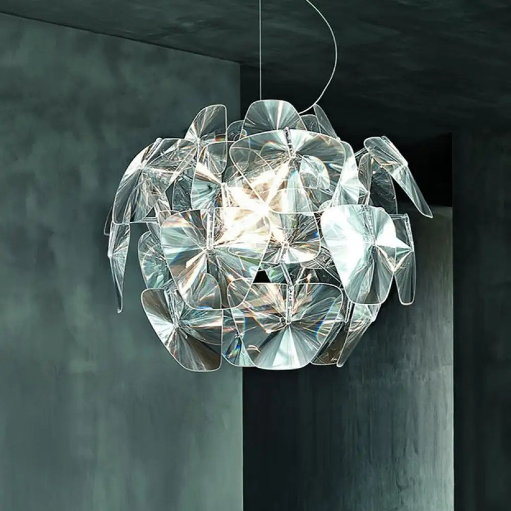 Modernist Clear Glass Pendant Light - 1 Head Round Shape 22/25.5 Wide Ceiling Hanging