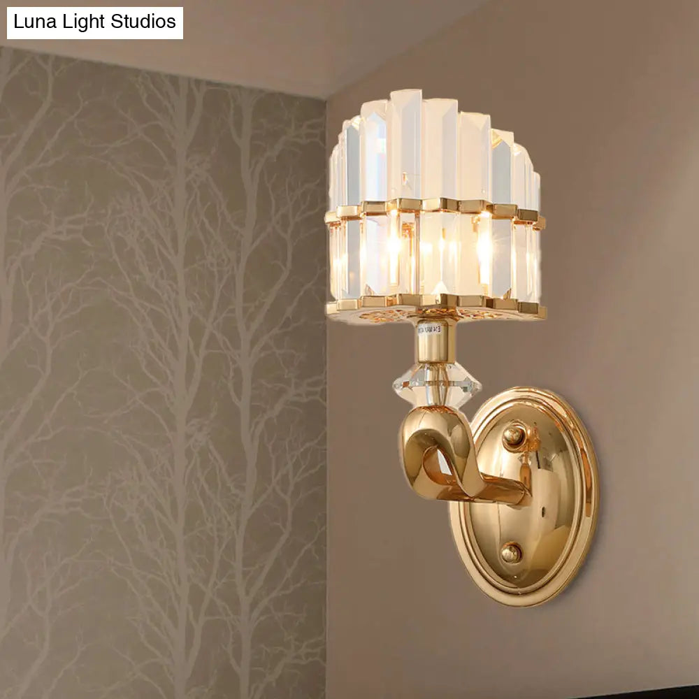Modern Crystal Gold Wall Lamp - Geometric Design With Led Lighting Perfect For Living Room
