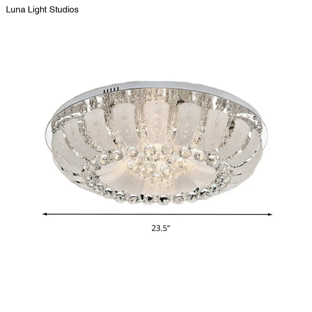 Modern Dome Crystal Ball Flush Light - 19.5’/23.5’ Wide Led Ceiling Lamp