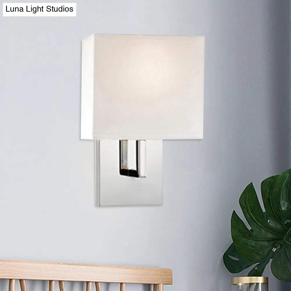 Modern Fabric Drum Wall Mount 1 Light Sconce In Black/White