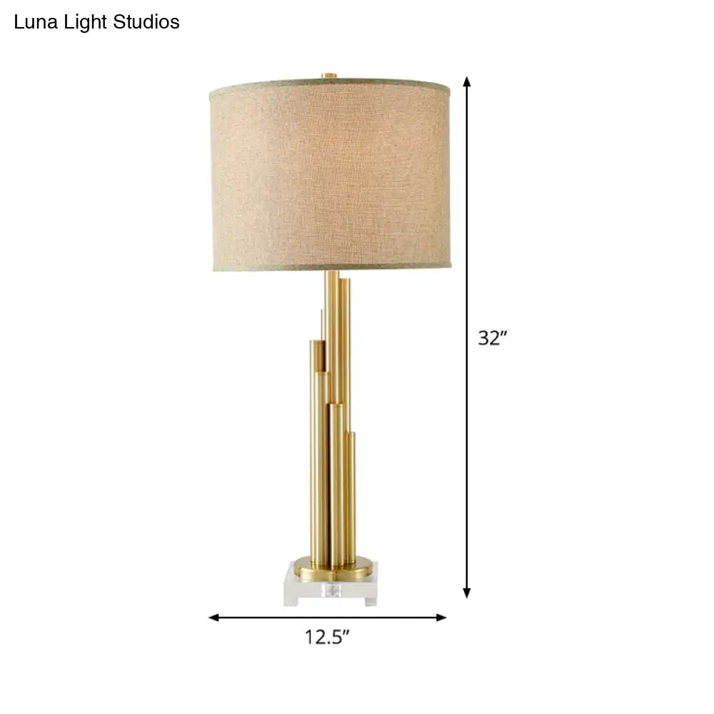 Modern Flaxen Reading Lamp: 1-Bulb Dining Room Task Light With Fabric Shade