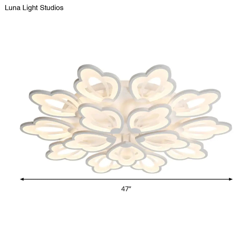 Modern Floral Led Ceiling Light With Acrylic Shade And 3/5/9 Lights In White/Warm/Natural Tone -