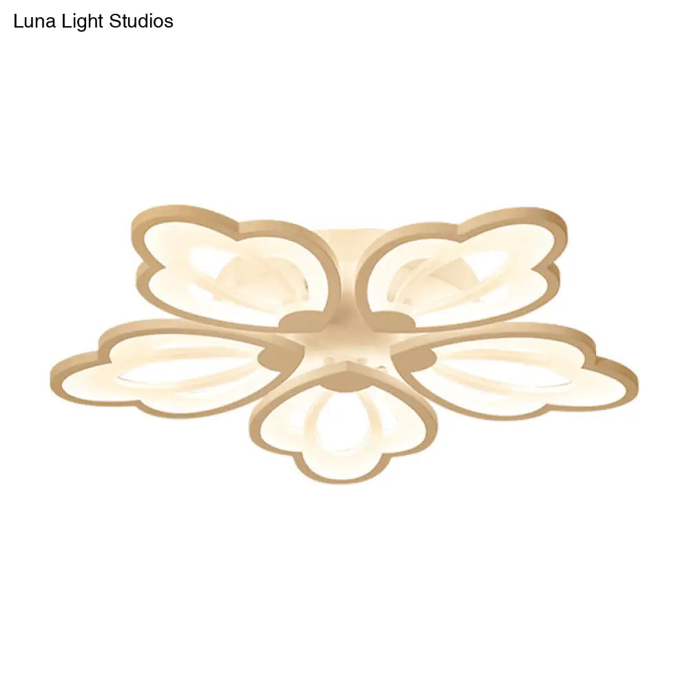 Modern Floral Led Ceiling Light With Acrylic Shade And 3/5/9 Lights In White/Warm/Natural Tone -