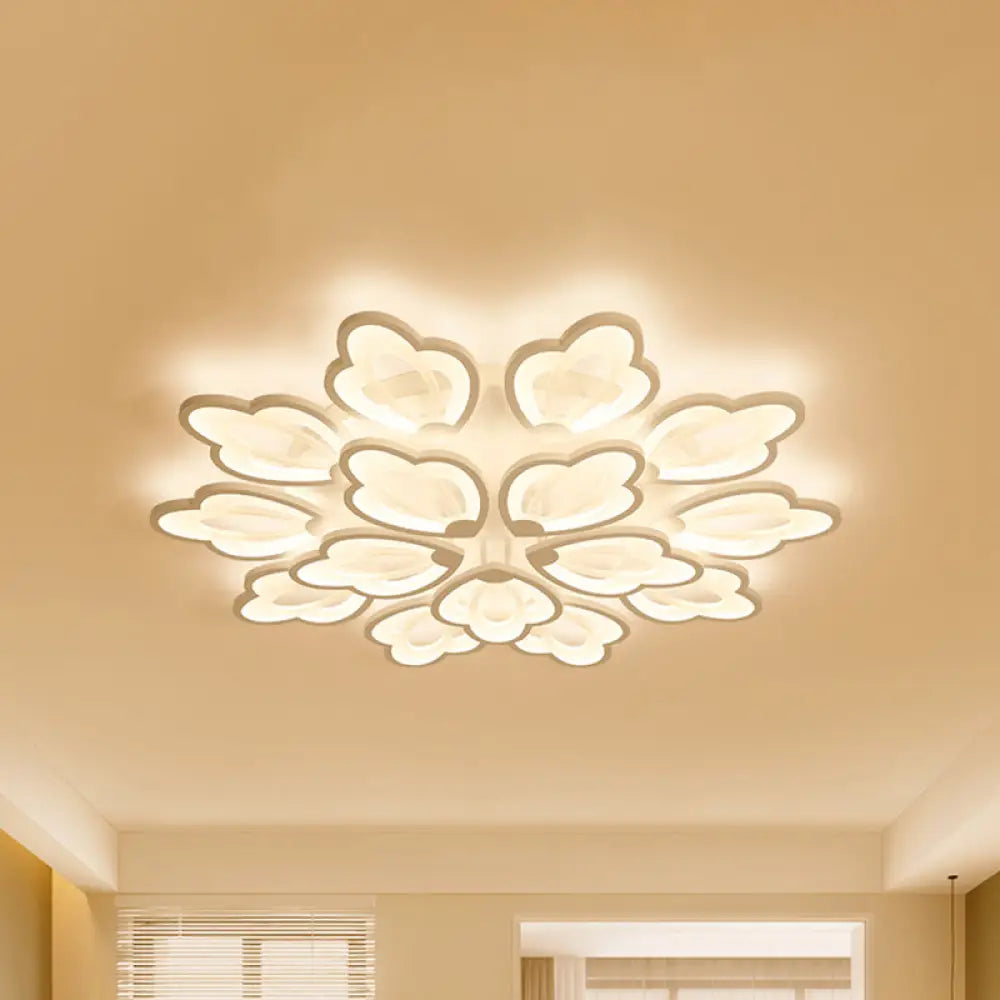 Modern Floral Led Ceiling Light With Acrylic Shade And 3/5/9 Lights In White/Warm/Natural Tone -