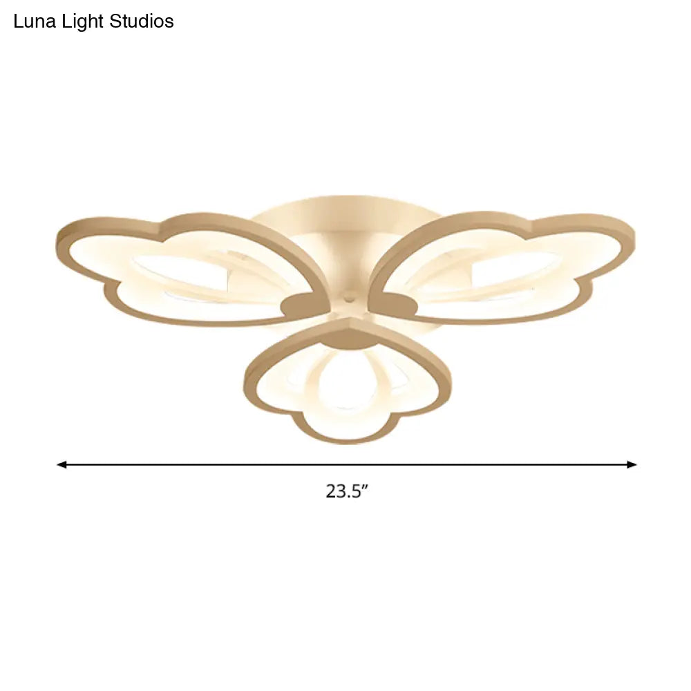 Modern Floral Led Ceiling Light With Acrylic Shade And 3/5/9 Lights In White/Warm/Natural Tone -
