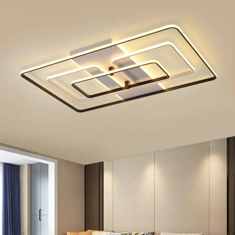 Modern Flush Mount Acrylic Frame With Led Lighting - Rectangle White/Black Warm/White Light Black -