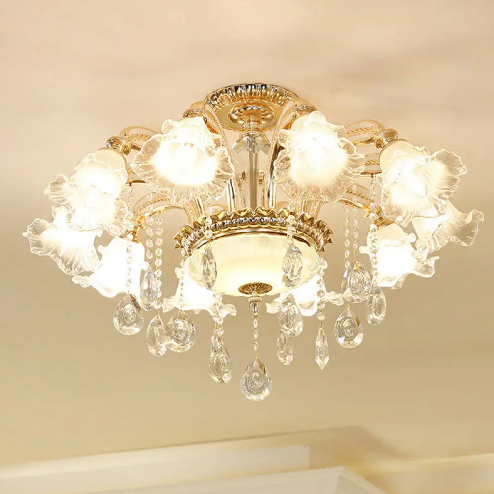Modern Frosted Glass Pendant Lamp With Crystal Ball – Elegant Gold Corridor Chandelier 10 /