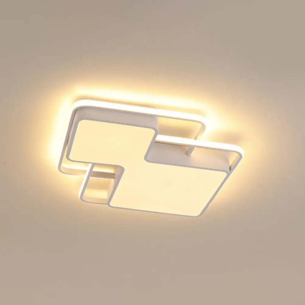 Modern Geometric Led Flush Mount Lamp In Black/White - 18’/21.5’ W Silica Gel Close To Ceiling