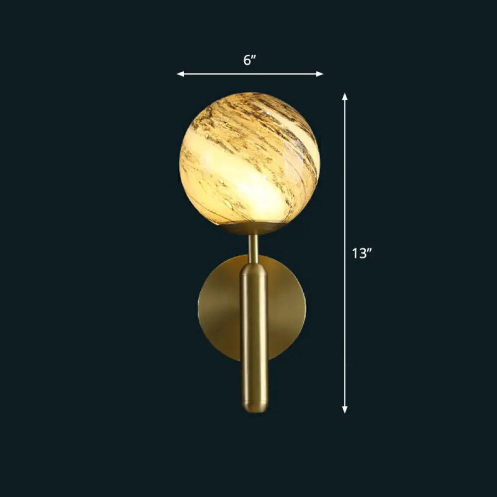 Modern Glass Ball Wall Mount Light With Brass Finish Perfect Sconce Lamp For Living Room Tan
