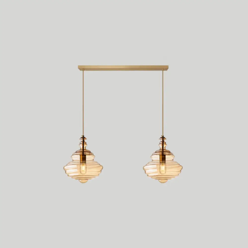 Modern Glass Pendant Lighting For Dining Room Table 2 / Cognac Linear