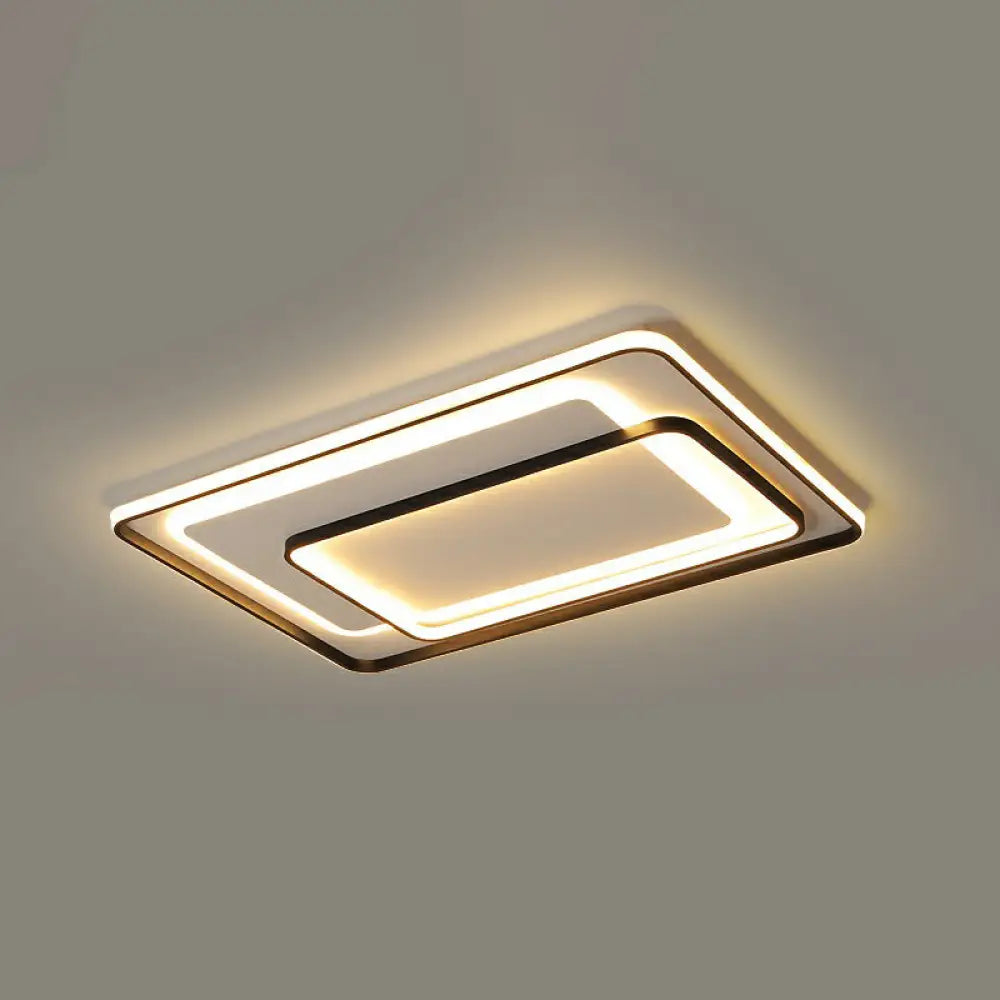Modern Led Ceiling Lamp - Black Flush - Mount Light Fixture With Acrylic Shade / 35.5’ Remote