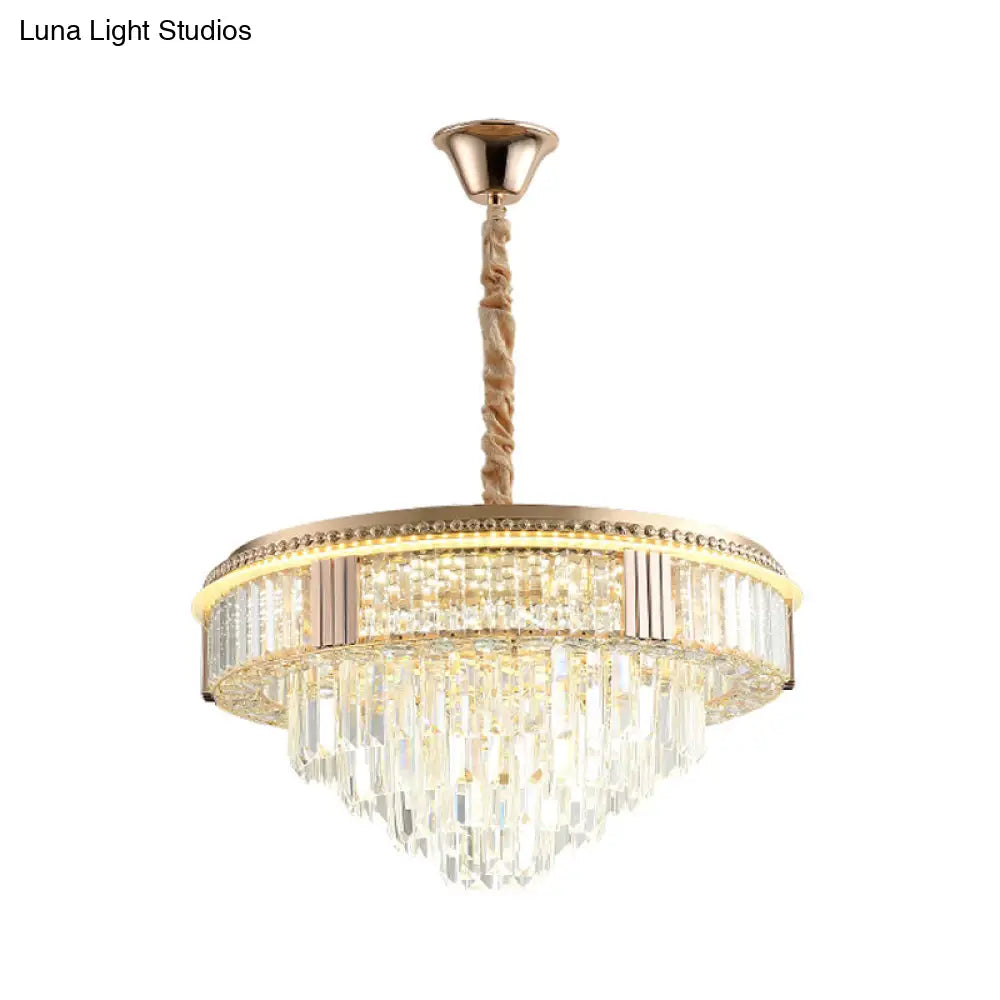 Modern Led Crystal Chandelier For Dining Room - Suspended Clear Rectangle Crystals