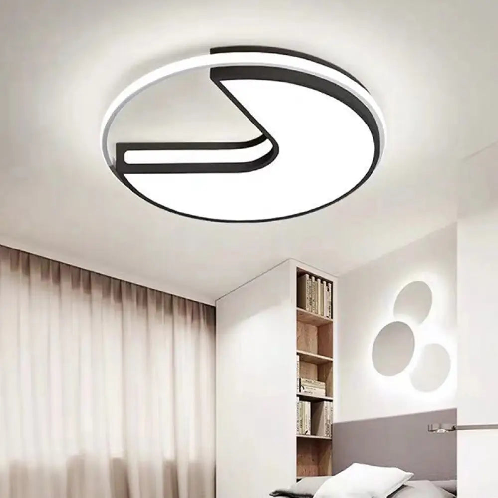 Modern Led Flush Light In Black & White - Big Mouth Design 16’/19.5’ Width Warm Options Black -