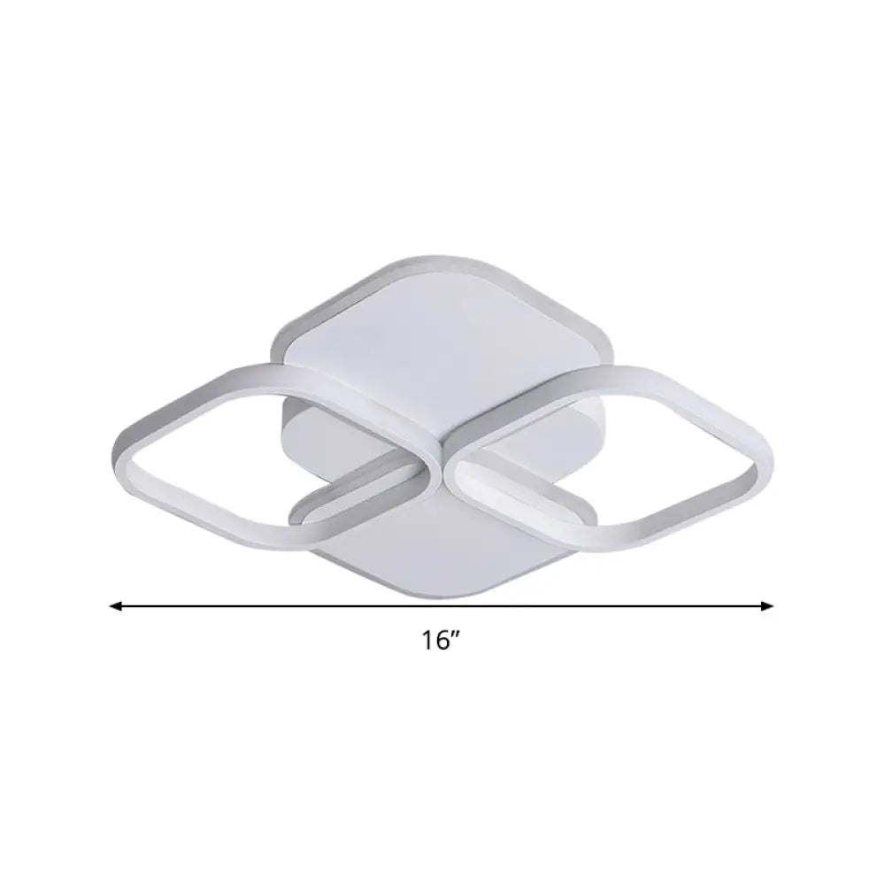 Modern Led Rhombus Ceiling Light In White/Black 16/19.5 Wide Flush Mount Acrylic Lamp