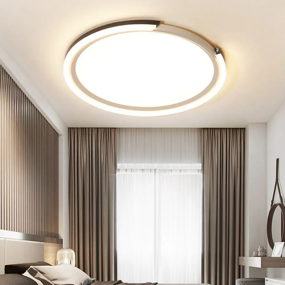 Modern Led Round Acrylic Flush Mount Lighting - 15’/18’/23’ Wide White/Black/Gold Warm Light