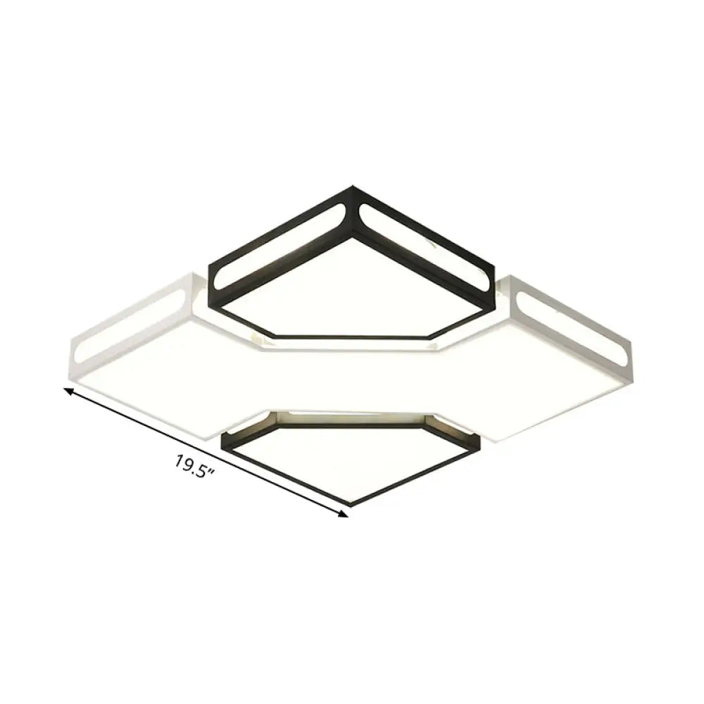 Modern Led Square Flush Lamp With Acrylic Ceiling Light Fixture - Black And White Design White/3