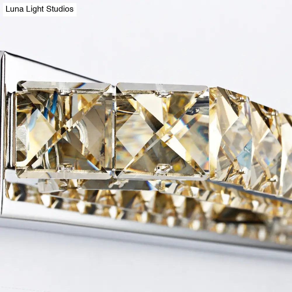 Modern Linear Wall Mounted Vanity Sconce For Bathroom - Clear/Amber Crystal Warm/White Light