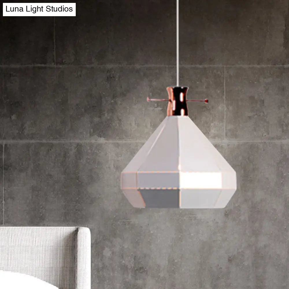 Modern Metal And Wood Pendant Light With Cylinder/Diamond Shade - 1 Black/White