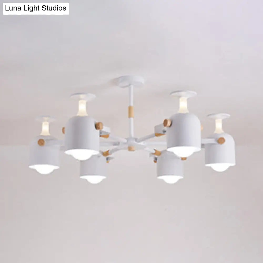 Modern Metal Cylinder Chandelier - 6-Light Hanging Ceiling Lamp For Living Room