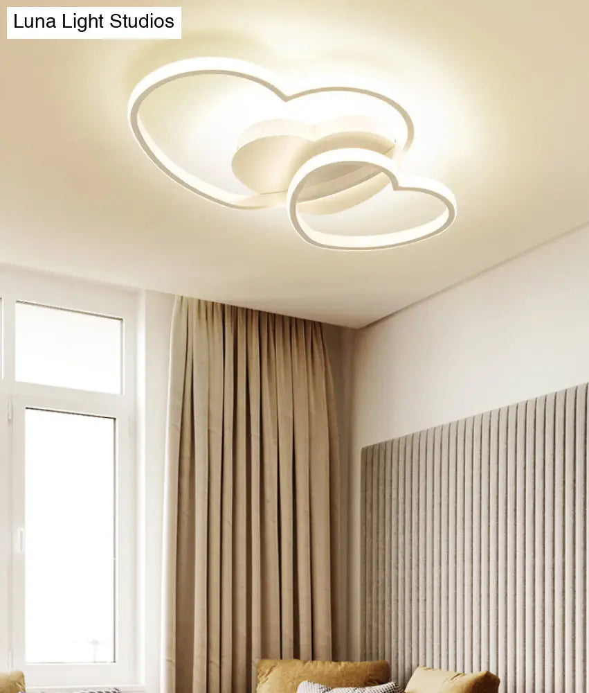 Modern Metal Heart-Shaped Led Flush Mount Ceiling Light