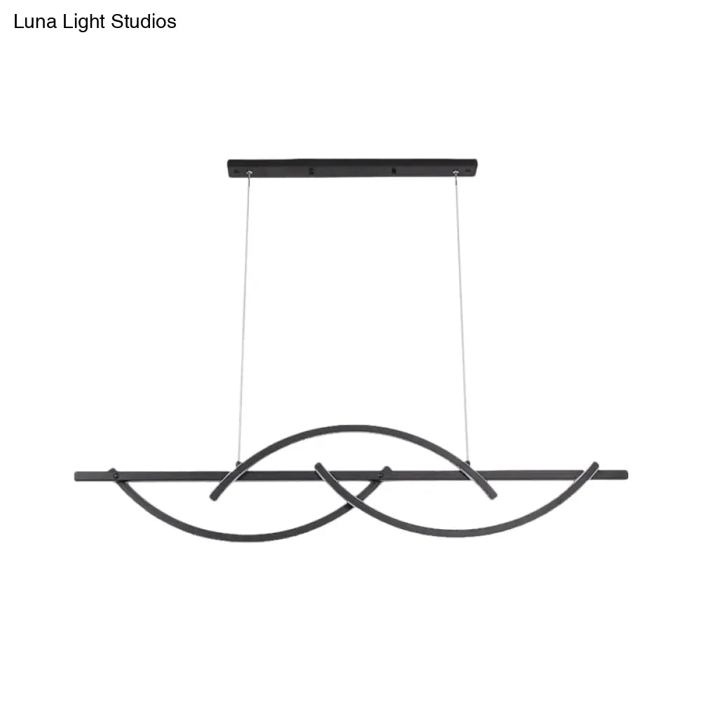Modern Metal Led 3-Arched Line Restaurant Chandelier In Black/Gold - Warm/White Light