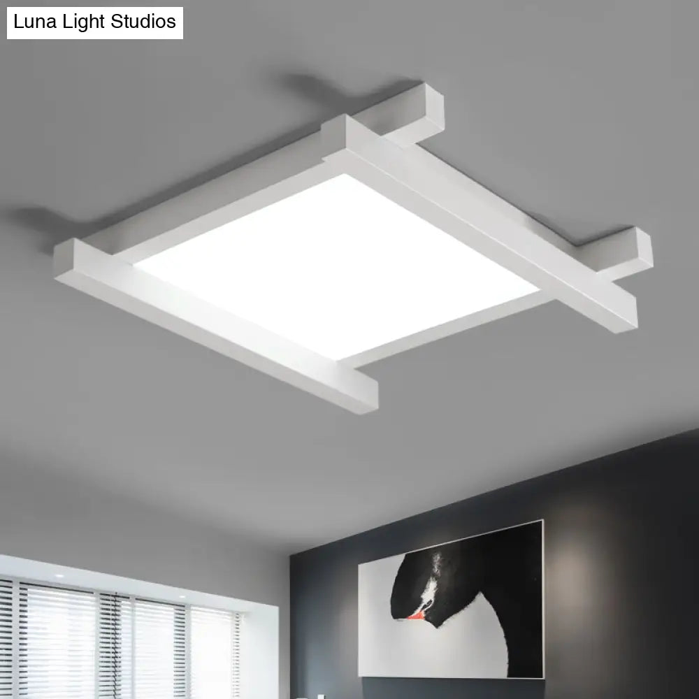 Modern Metal Led Flush Mount Lamp With Crisscross Design - Black/White 17’/21’/25’ Wide