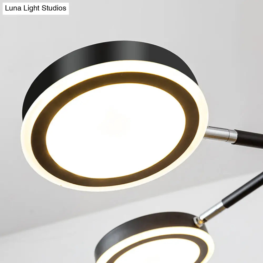 Modern Metal Starburst Chandelier - 4/6 Heads White/Black Gold Finish Warm/White Light